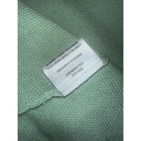 Eileen Fisher Women Green Open Front Hi-Lo Cardigan Sweater Silk Cashmere Sz L - Picture 12 of 12